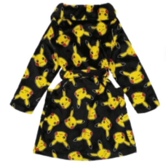 EC Plush Pokémon Picachu Fleece Black & Yellow Boy’s Robe Size 8 - Picture 2 of 7